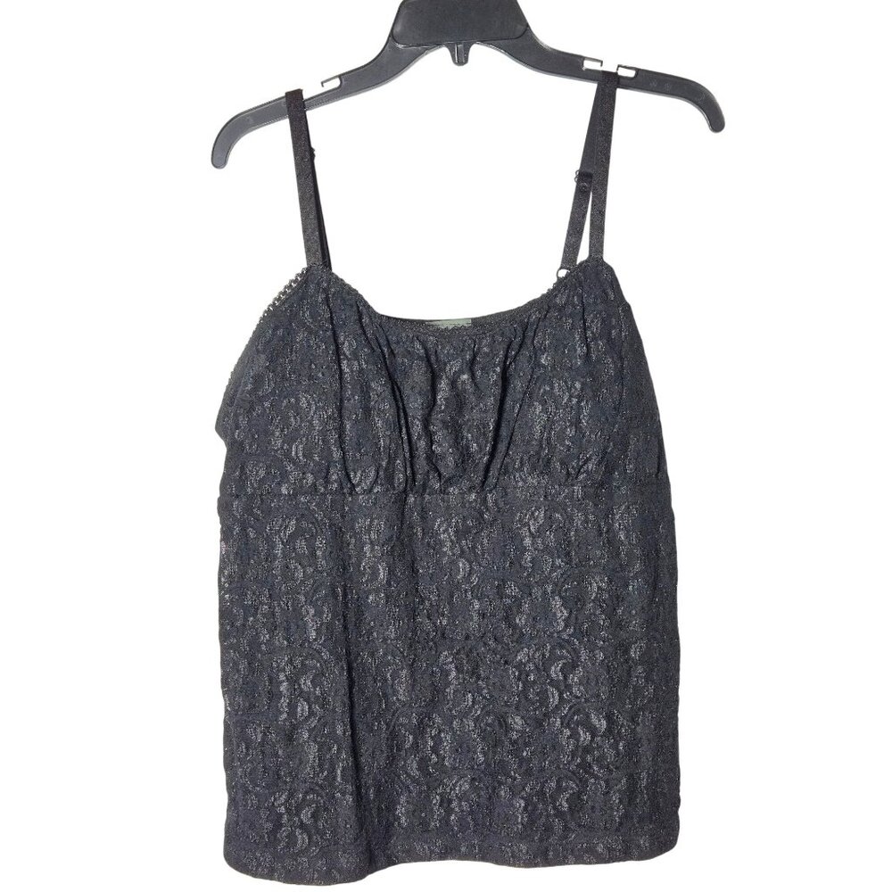 Dots Black Lace Babydoll Tank Top Plus‎ Size 3X Feminine Y2K Sexy Fairy Grunge